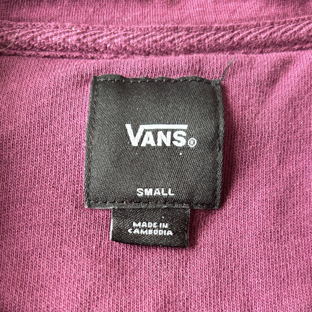 Vans Men's Burgundy Quarter Zip Pullover with Sleeve 'OFF THE WALL' SZ S - Picture 6 of 14